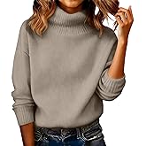 cxzeqwoke Cashmere Sweaters for Women Cozy Turtleneck Mock Tops Fall Winter Plus Size Soft Casual Warm Pullover Sweater 2025