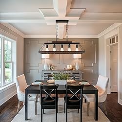 Rustic Rectangular Wood Chandelier for Dining Room