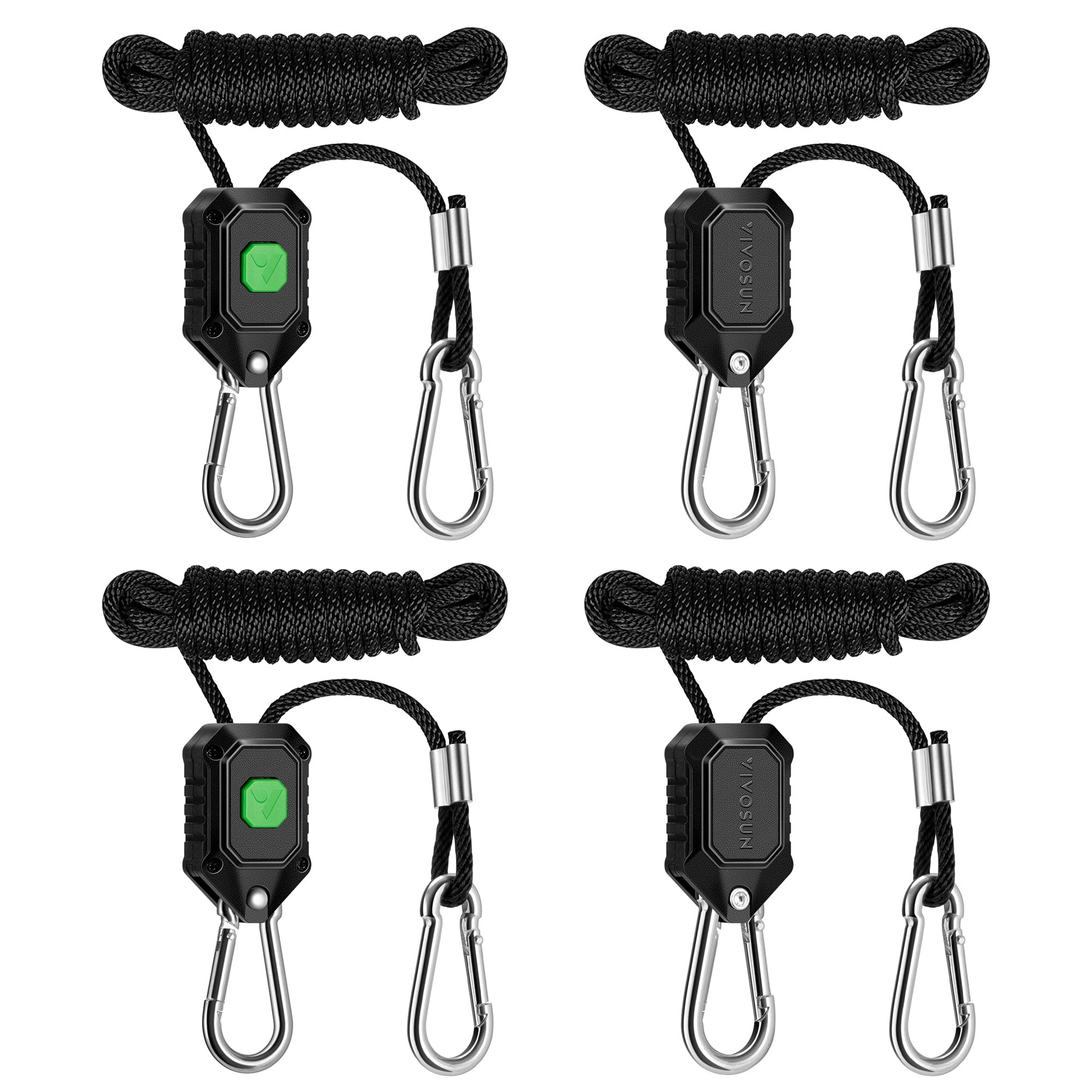Photo 1 of VIVOSUN 2-Pair 1/8 Inch Adjustable Grow Light Hanger, Heavy Duty Rope Hanger with Reinforced Metal Gears, 8Ft. Long and 150 lbs Weight Capacity Rope for Grow Light, Inline Fan, Filters