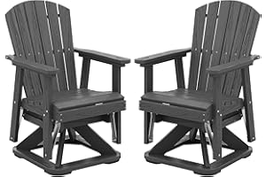SERWALL Adirondack Swivel Glider Chair, HDPE Patio Swivel Glider Set of 2, All-Weather Glider Chair for Porch, Balcony, Slate Grey
