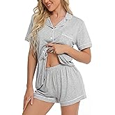 lulukaka Bamboo Rayon Pajama Sets for Women, 2 Piece Short Sleeve Button Down Pjs, Soft Summer Cooling Sleepwear