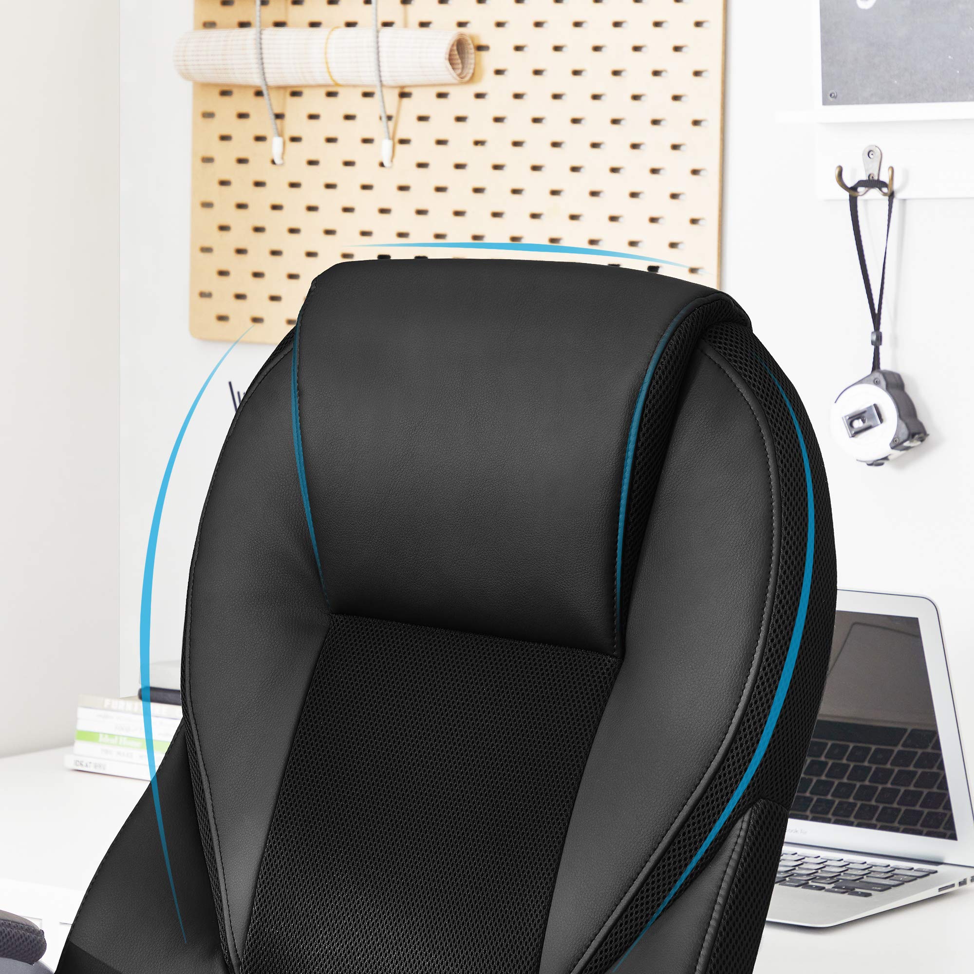 SONGMICS Bürostuhl Chefsessel Drehstuhl Computerstuhl Sitzhöhenverstellung office Stuhl Polsterung, OBG22B 9