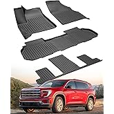 CreekT Floor Mats for GMC Acadia 2024 2025 (Only for 7 Seats Captain's Chairs), All-Weather Full Set Floor Mats for GMC Acadia Accessories 2024 2025 AT4 Denali Elevation