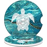 Cup Holders Car Coasters - Sea Turtle Marble Absorbent Ceramic Coaster, Drink Cup Holder Coasters, Auto Accessories for Women & Men, Pack of 2