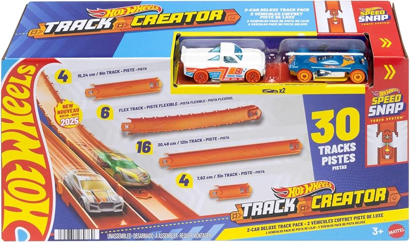 Hot Wheels Track Creator Deluxe Pack with 25ft Speed Snap Track & 2 Cars
