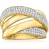 Ross-Simons 0.50 ct. t.w. Diamond Highway Ring in 18kt Gold Over Sterling