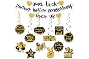 ZHAOQIZENG Pre-Strung Good Luck Finding Better Coworkers Than Us Gold Glitter Banner, Going Away Party We Will Miss You Decorations, Great for Goodbye Farewell Job Change Party