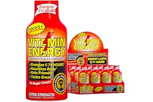 VITAMIN ENERGY (12 Pack) VitaminEnergy™ Keto Energy Shot, Focus+, Zero Sugar Energy Shot Vitamin Drink, Energy Lasts up to 7+ Hours, Packed with BCAAs & COQ10, Keto-Friendly, 0 Sugar, Focus+, 1.93 fl oz.