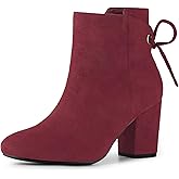 Perphy Round Toe Lace Up Chunky High Heels Ankle Boots for Women