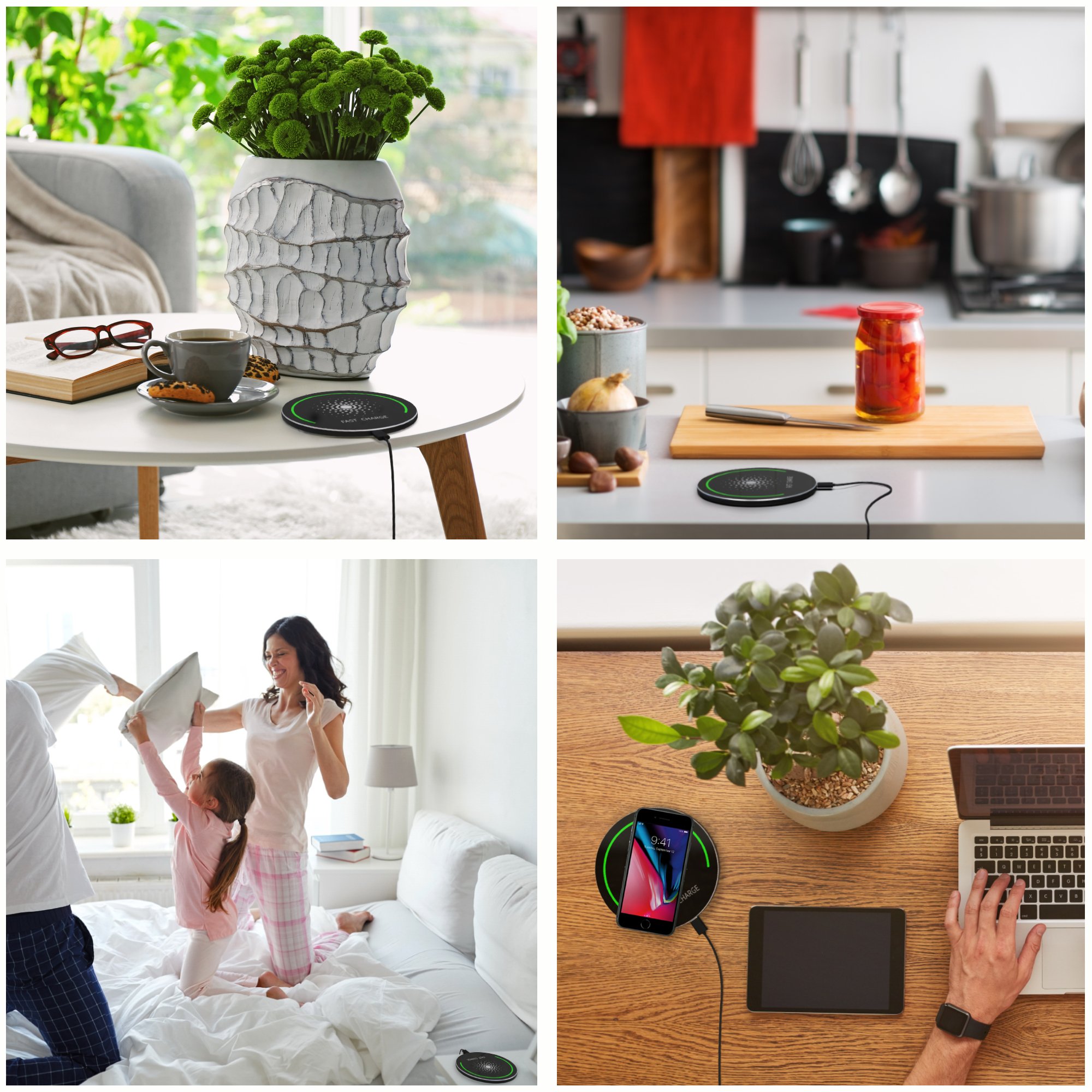 QI Wireless Charger for Samsung - S9/S9+/S8/S8+/S7/Note8 and More, Wireless Charger iPhone X, iPhone 8/8 Plus, Fast Wireless Charger (AC Adapter not Included)