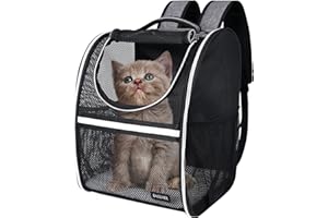 BAGLHER Pet Carrier Backpack, Ventilated Design, Pet Travel Backpack with Comfortable Shoulder Straps, Thicker Bottom Support, Two-Way Entrance Pet Carrier Backpack, Black