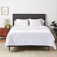 Amazon Basics Comforter Blanket Full/Queen, Reversible Lightweight Microfiber All Season Blanket, White