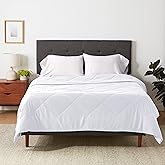 Amazon Basics Reversible Lightweight Microfiber All Season Comforter Blanket, Full/Queen, White