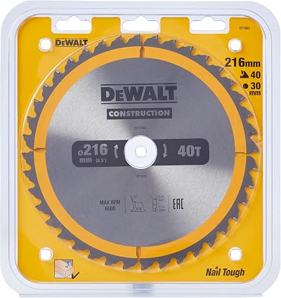DeWalt DT1953-QZ Construction Circular Saw Blade 216mm x 30mm 40T