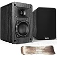 Saiyin Passive Bookshelf Speakers,3.5-Inch Woofer with Horn Tweeter,Needs Amplifier to Operate for Desktop Stereo or Home Theater Surround Sound,Wall Mountable,Include 20 Gauge Speaker Wire Cable(OFC)