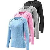 Ullony Womens Long Sleeve Moisture Wicking Tee Shirt Long Sleeve Workout Tops for Women Dry Fit Yoga Athletic Running T Shirt