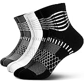IRAMY Ankle Compression Socks for Women Men Plantar Fasciitis Relief 3/5 Pairs Cushioned Athletic Running Socks