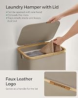 SONGMICS 90L Laundry Basket with Lid Camel Brown LCB509N01V1 view 4