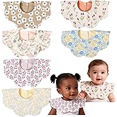 JUVA 6-Pack Organic Cotton Baby Bibs, Absorbent & Reversible, 360° Rotating Drool Bibs for Boys & Girls 0-24M