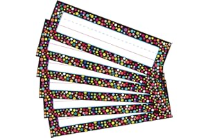 Pack of 50 Desk Name Plates, Yoklili Confetti School Name Tags for Classroom Desks, 3 x 10 inches