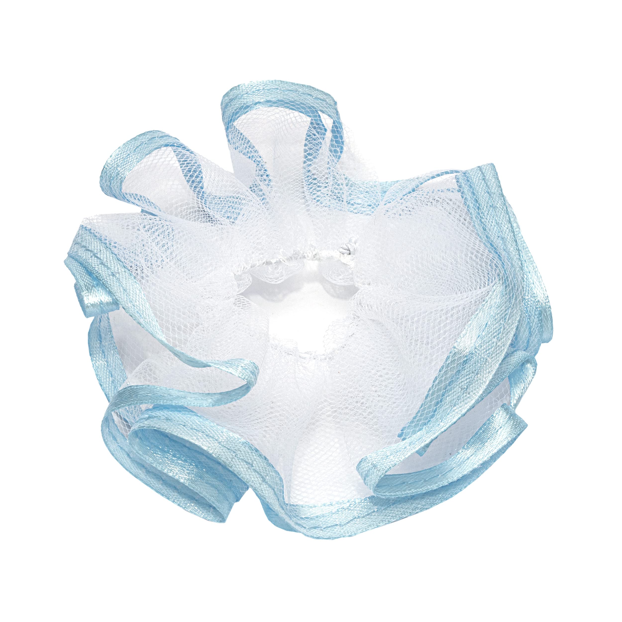 NKlaus 14433 Christening Candle Cuff Communion Made of Tulle 12 x 9 cm Drip Protection Light Blue Satin Ribb