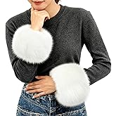 RainFlowwer Faux Fur Wrist Cuffs, Winter Short Furry Arm Warmer Fluffy Wirstband Ankle Warmer