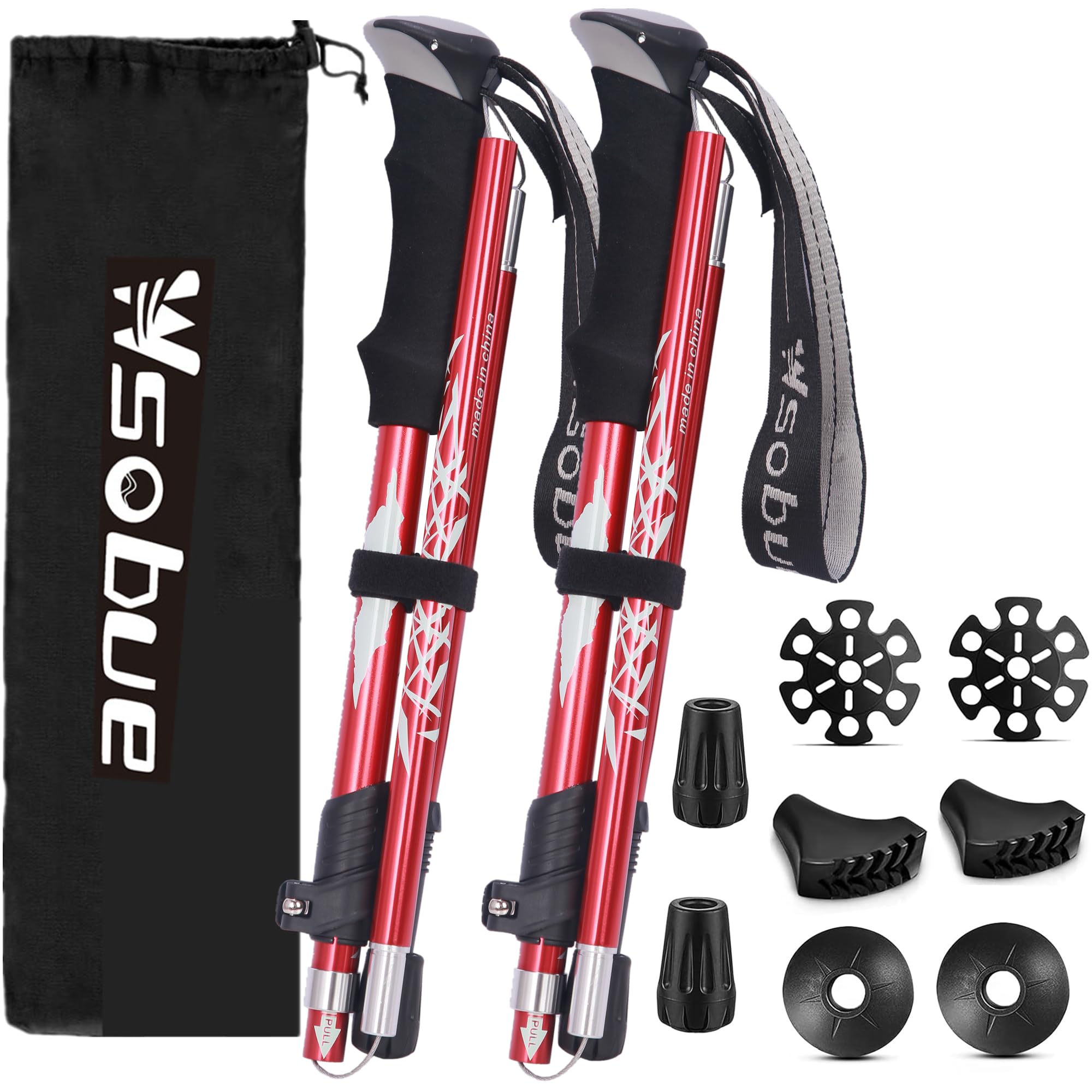 Trekking Pole, Collapsible Walking Hiking Stick for Men Women, Ultralight Aluminum Ski Pole with EVA Grip