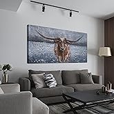 KUPTEU Canvas Wall Art Decor Large Canvas Wall Art For Living Room Highland Cow Wall Art Decor Artwork Oversized Wall Art Prints Wall Decorations for Bedroom Office Kitchen Home Wall Decor 30" x 60"