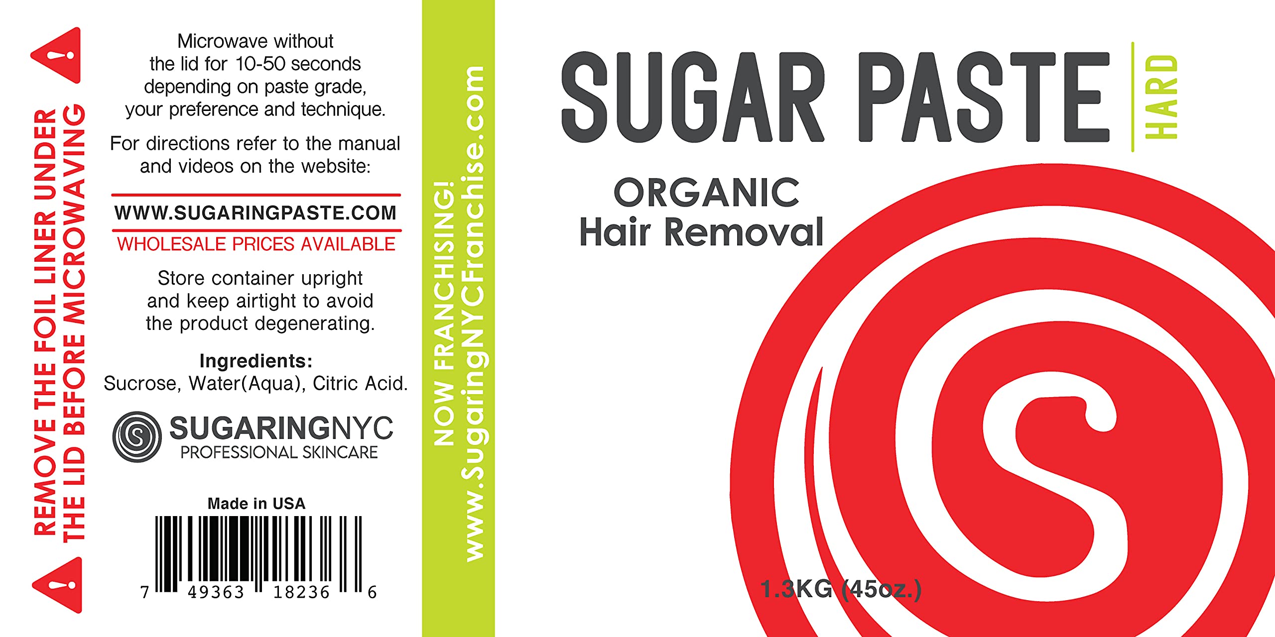 SUGARING PASTE – HARD 1.3kg 45Oz FOR TOUGHEST HAIR (BIKINI, BRAZILIAN, UNDERARMS)