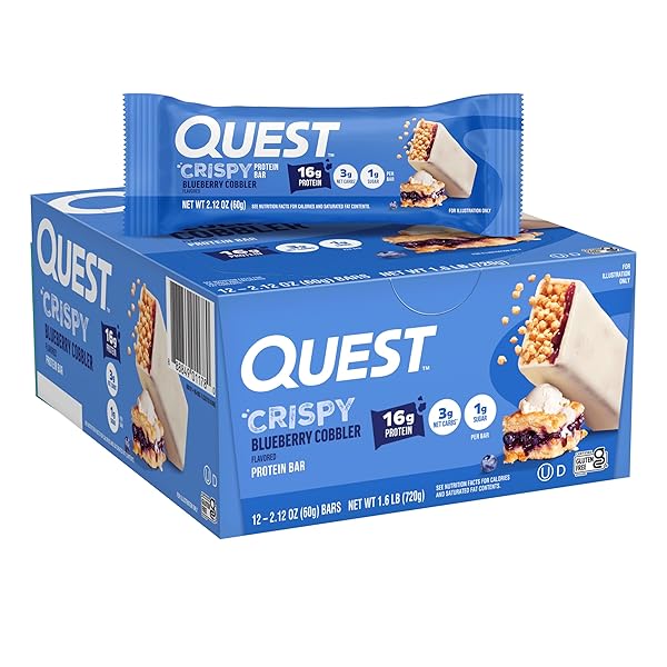 QUEST NUTRITION CRISPY BLUEBERRY COBBLER HERO PROTEIN BAR,...