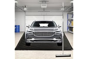Neorexon Containment Mat 7’9” x 16’, Non-Slip & Liquid Proof Garage Floor Mat with Floor Squeegee, Prevention from Oil, Rain, Mud and Snow for Cars