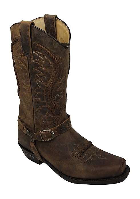 Sendra Boots Stiefel Bikerstiefel Motorradstiefel Cowboystiefel 3434 in braun incl. Roy Dunn´s Stiefelknecht, Lederfett und S