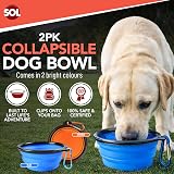 SOL 2pk Large Collapsible Dog Bowl; Portable Silicone Travel Bowl with Clip view 3
