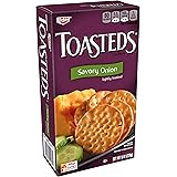 Toasteds Crackers, Party Snacks, Lunch Snacks, Savory Onion, 8oz Box (1 Box)
