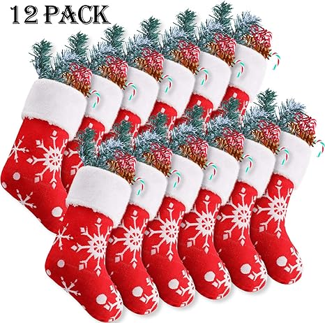 Amazon.com: satinior 12 pieces 10 inch mini christmas stockings plush Amazon.com: SATINIOR 12 Pieces 10 Inch Mini Christmas Stockings Plush