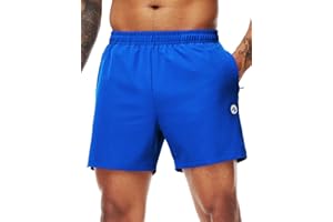 Nepest Men’s Running Athletic Shorts with Zipper Pockets 5 Inch Inseam Linerless Dry Fit Drawstring Workout Gym Shorts