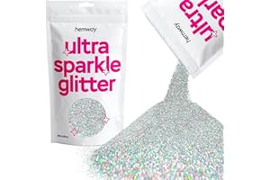 Hemway Premium Ultra Sparkle Glitter Multi-Purpose Metallic Flake for Nail Art, Cosmetic Graded, Makeup, Festival and Hair 100g / 3.5oz - Microfine (1/256 0.004 0.1mm) - Silver Holographic