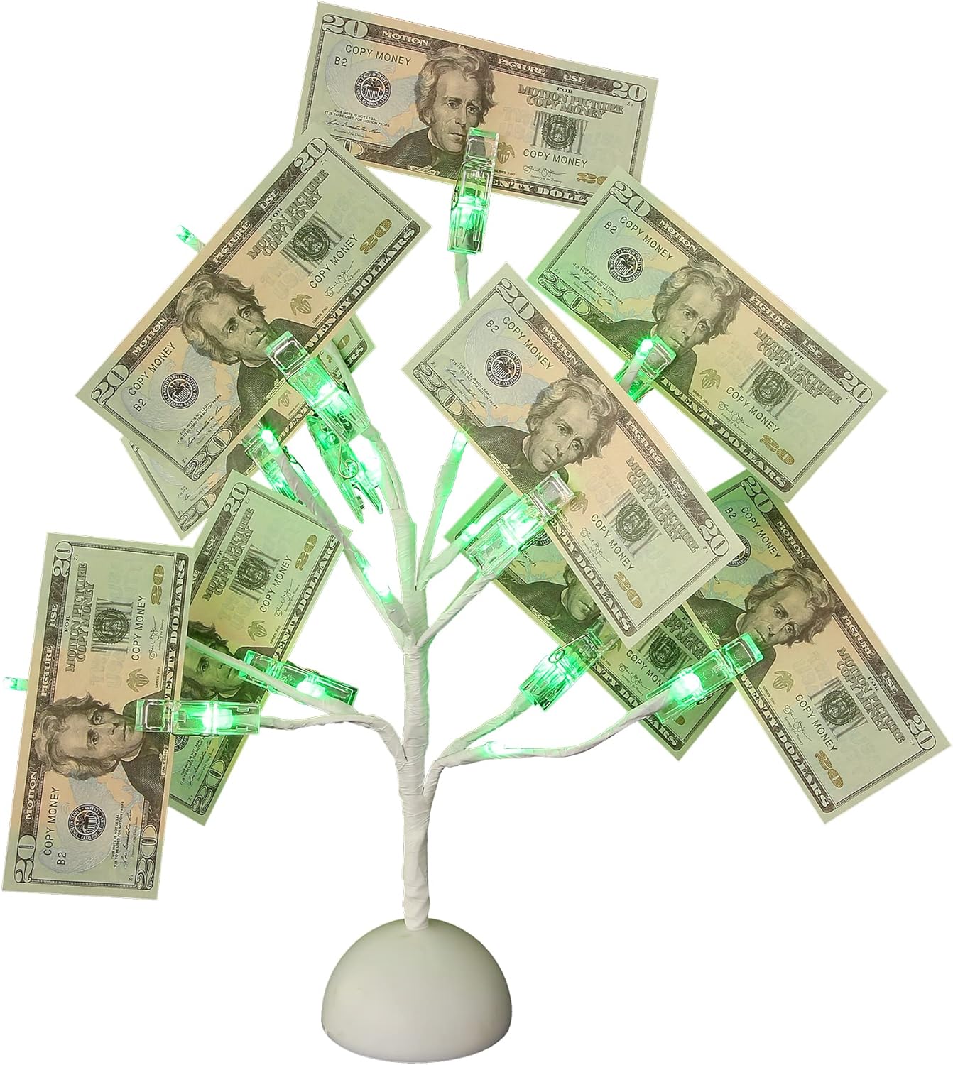 Tree Stands - Money Tree Gift Card Holder Table Stand Creative Display with Green Lights and 10 Clips for Chirstmas, Graduation and Birthday