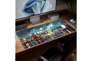 Leather Scenery Desk Pad, Colorful Art Mouse Pad Large Computer Keyboard Gaming Mousepad Waterproof Desktop Protector & Cover