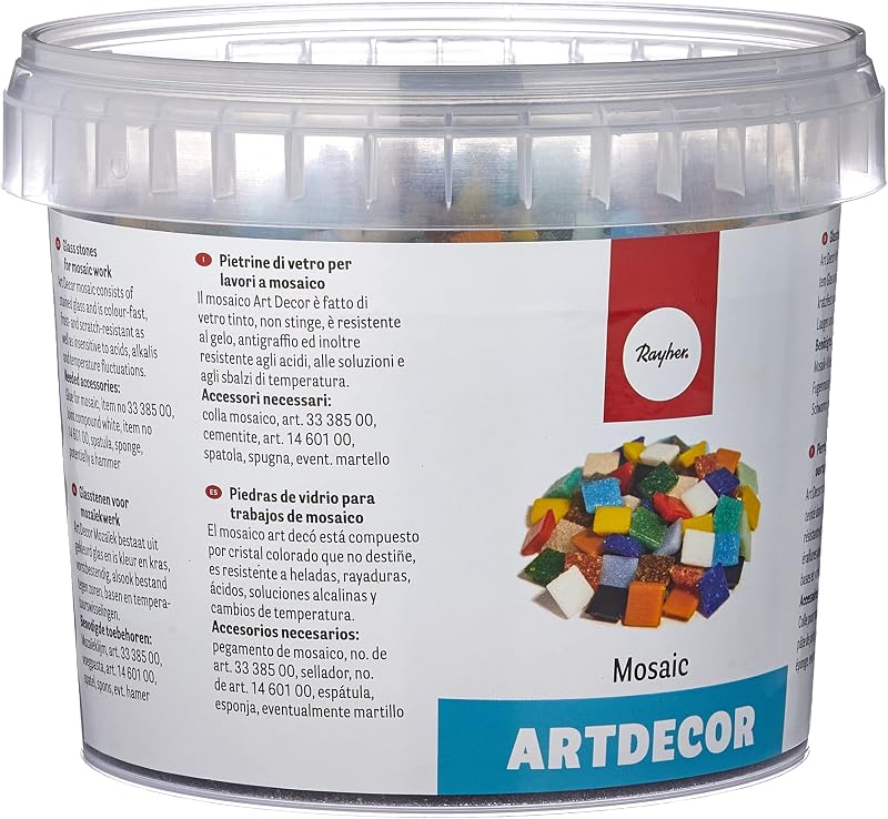 Rayher Mosaic Stones Bucket Glass 1 cm 1 kg 1300-Piece Multi-Colour