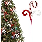 Candy Cane Christmas Decorations, 6 Pcs Christmas Tree Picks, 17 Inch Red and White Christmas Ornaments for Christmas Tree Topper Filler, Big Large Ornaments Grinchs Candyland Xmas Decorations