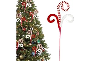 CHERICA Candy Cane Christmas Decorations, 6 Pcs Christmas Tree Picks, 17 Inch Red and White Christmas Ornaments for Christmas Tree Topper Filler, Big Large Ornaments Grinchs Candyland Xmas Decorations