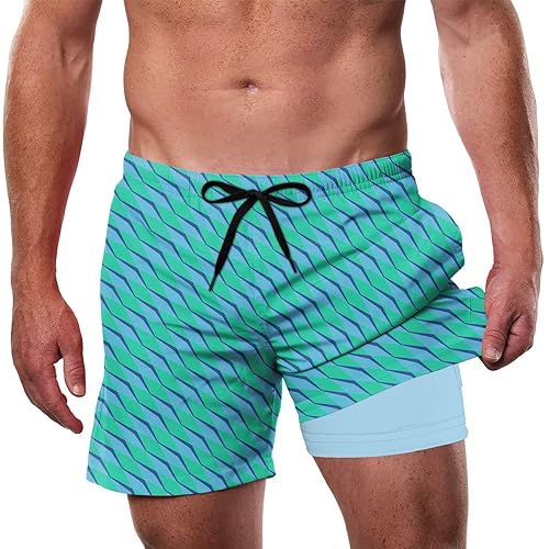 Cozople Compression Shorts for Men Lined Hawaii Style Swim Trunks