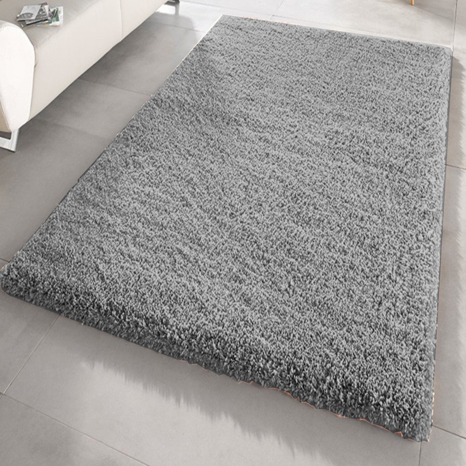FB FunkyBuys® Shaggy Soft Thick Modern Grey 5cm High Pile Floor Carpet Available 5 Sizes (160 x 230 cm)