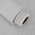 lenify Grasscloth Peel and Stick Wallpaper Light Gray Contact Paper 15.7inch x 196.8inch Textured Wallpaper Vintage Faux Linen Contact Paper Self Adhesive Removable Decorative Wallpaper for Cabinets