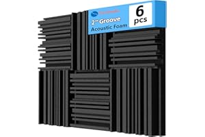TroyStudio Thick Acoustic Foam Panels, 12 X 12 X 2 Inches 6 Pcs Broadband Sound Absorbing Foam, Dense Soundproof Padding Tile