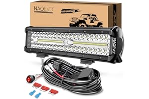 NAOEVO 12 inch LED Light Bar, 300W 30000LM LED Offroad/Driving/Fog Lights LED Bar with Wiring Harness Kit, Spot Flood LED Wor