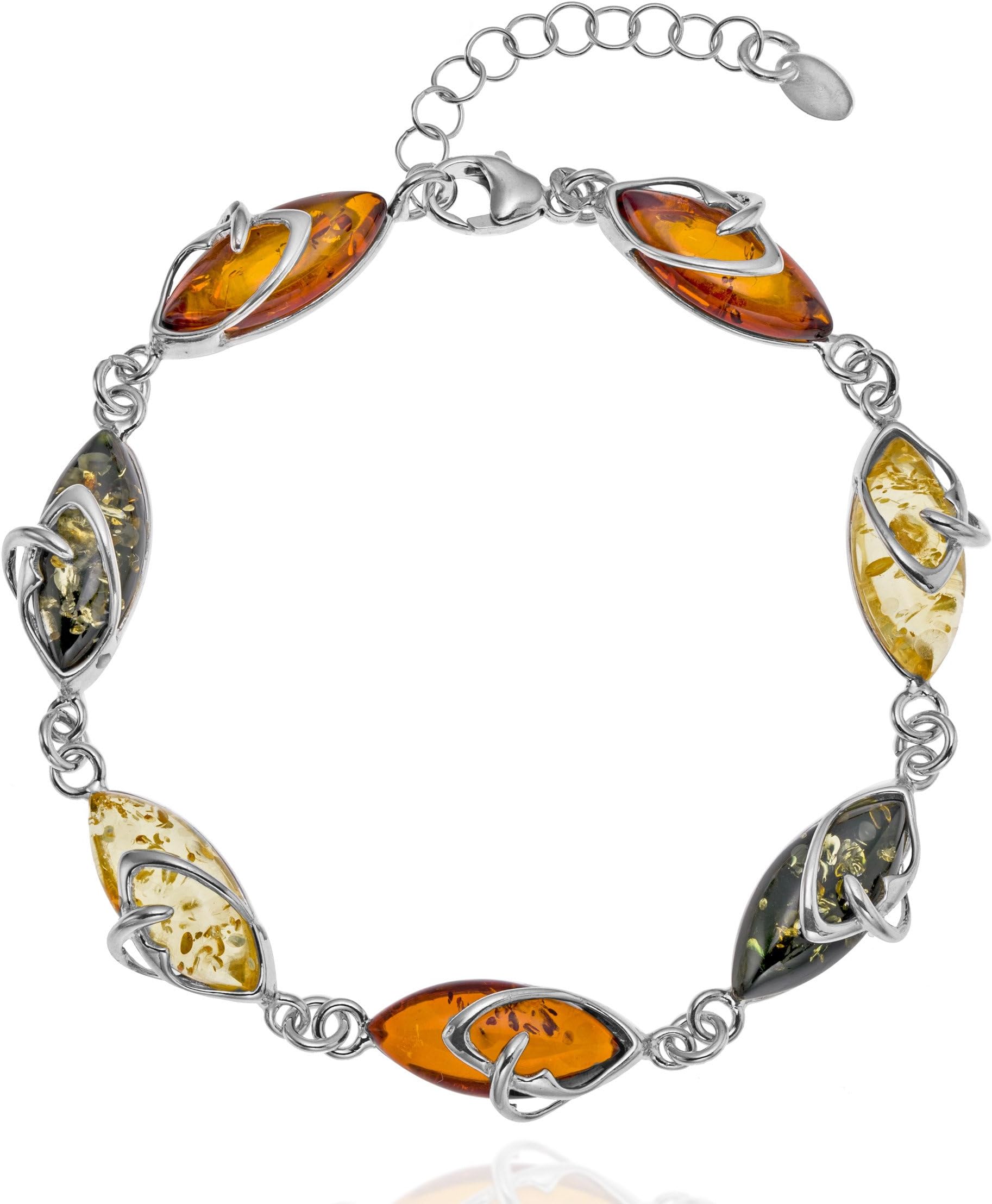 Copal Woman Bracelet Amber Sterling Silver Nature Multi Coloured Gift Wrapped for mom