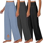 Neer 3 Pack Womens Fleece Lined Sweatpants Wide Leg Thermal Baggy Joggers High Waist Lounge Warm Pants with Pockets