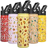 BJPKPK Insulated Water Bottle with Straw Lid, 22 oz Stainless Steel Metal Water Bottles, Reusable Leak Proof BPA Free Water Bottles, Cups, Thermo, Yummy